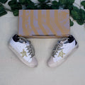 Golden Goose Super-Star Beyaz Altın Simli