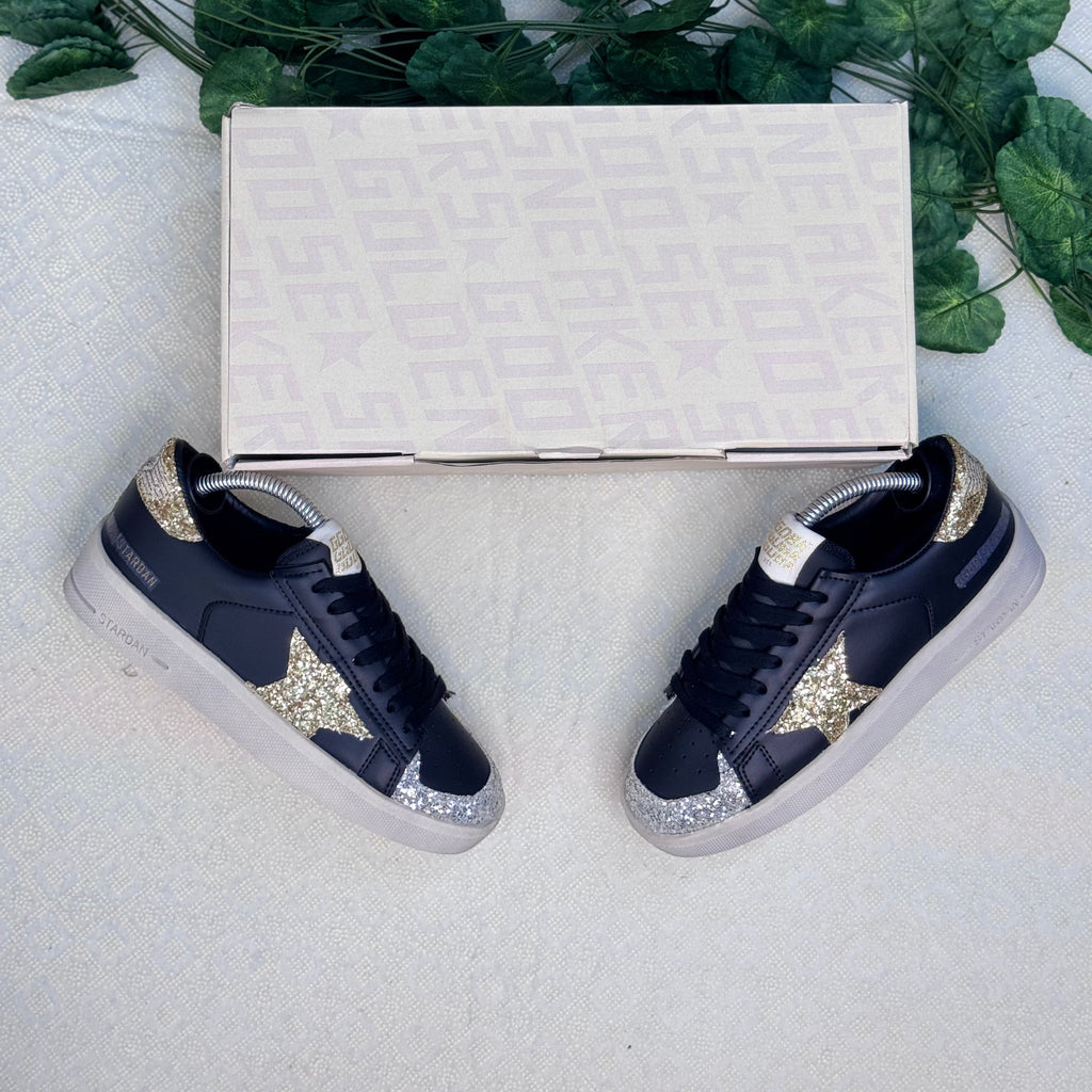 Golden Goose Super-Star Black Gold Glitter