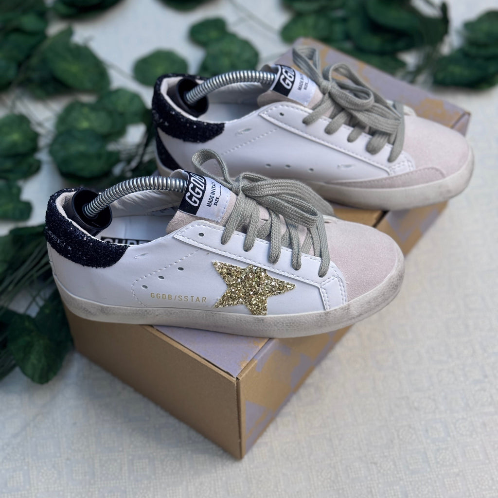 Golden Goose Super-Star Beyaz Altın Simli
